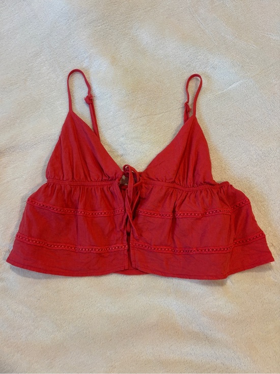 Urban Outfitters Tops - Pink/Red Cropped top with tie front